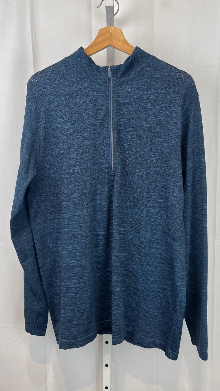 LULULEMON Metal Vent Tech Midweight 1/2 Zip Pullover Top Mesh Dark Blue Size XL